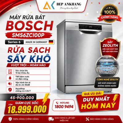 Máy rửa chén bát Bosch serie 6 SMS6ZCI00P - Model mới nhất năm 2025